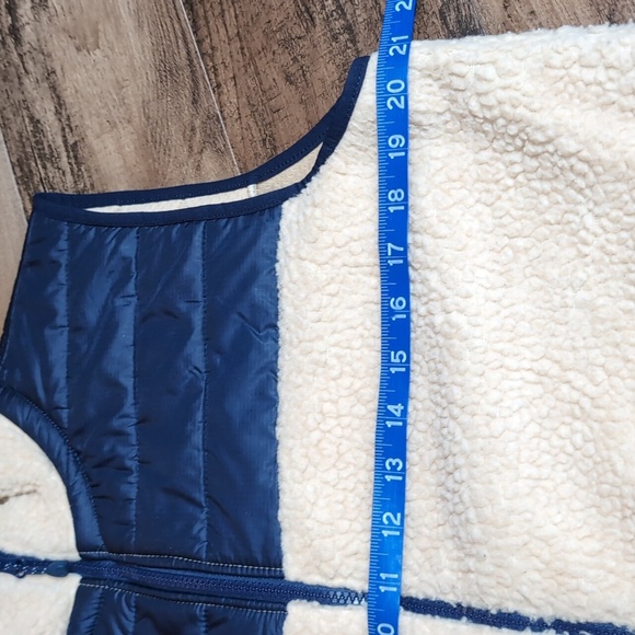 Vineyard Vines Supershep Sherpa Vest Full-Zip Camel Tan Blue Deep Pile - Medium - Picture 7 of 9